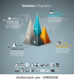 Vector illustration of business infographic made of cones.