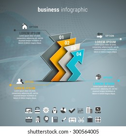Vector illustration of business infographic made of arrows.