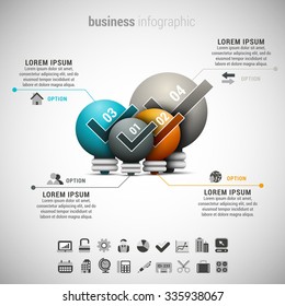 Vector illustration of business infographic made of bulbs.