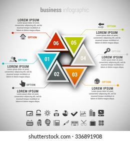 Vector illustration of business infographic made of triangles.