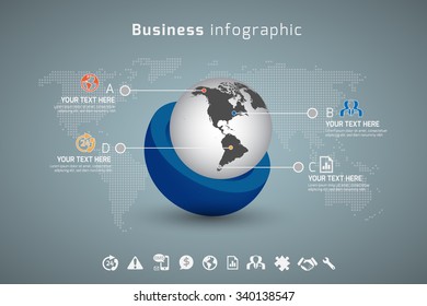 Vector illustration of business infographic made of world