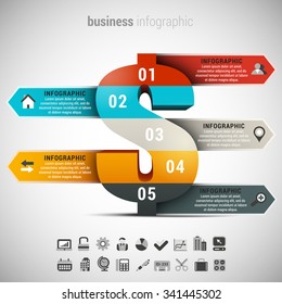 Vector Illustration Of Business Infographic Made Of Dollar Sign.