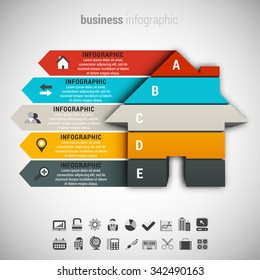 Vector illustration of business infographic made of house.