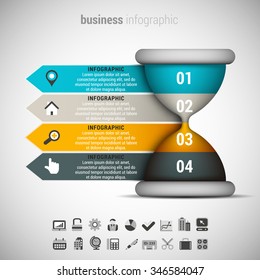 Vector Illustration Of Business Infographic Made Of Hourglass.