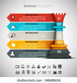 Vector illustration of business infographic made of chessman.