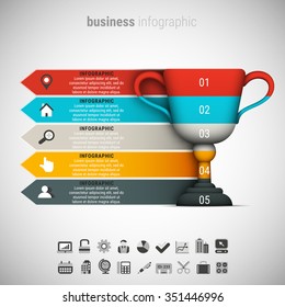 Vector illustration of business infographic made of winner cup.
