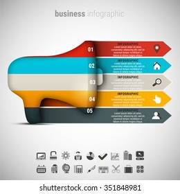 Vector illustration of business infographic made of speakerphone.