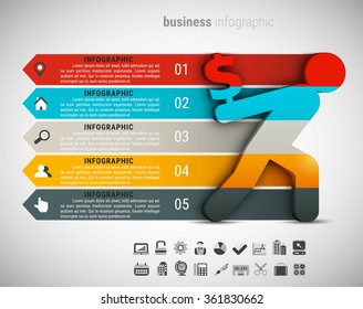 Vector illustration of business infographic made of businessman and dollar.