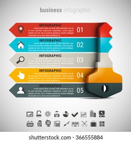 Vector illustration of business infographic made of key.