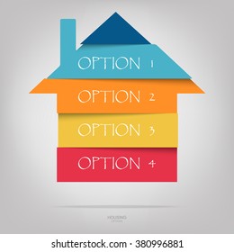 Vector illustration of business infographic made of houses.