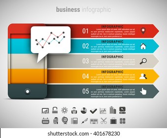 Vector illustration of business infographic made of cellphone.