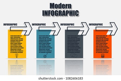Vector illustration of business infographic template represent as steps and workflow diagram including with icon and arrows.