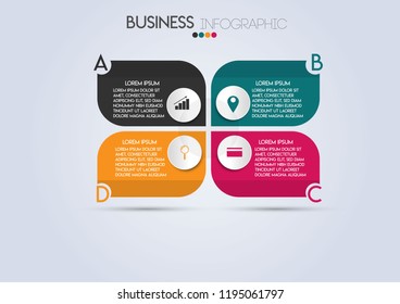 Vector illustration business infographic timeline design template with label design and icons.