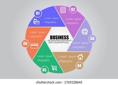 Vector illustration business infographics six options. Template for brochure, business, web design