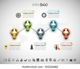 Vector illustration of business infograpic made of magnifier and businessman.