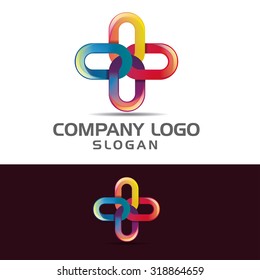 ilustración vectorial para el logotipo comercial enlazado cruzado, ejemplo de plantilla de emblema creativo para la marca