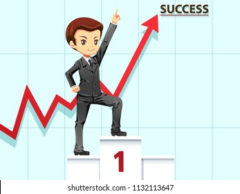 Vector illustration of a business man to be number one successful, professional employee, top leader, entrepreneur, confident man