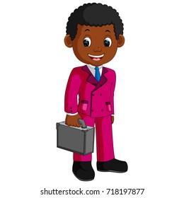 vector illustration of Business Man Character Holding Briefcase