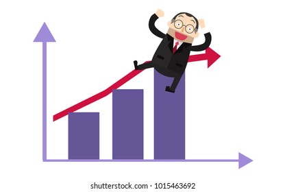 Vector illustration Business man graph chart