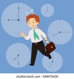 Vector Illustration Business Man Hurry Work Stock Vector (Royalty Free ...