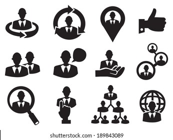 Vector illustration of business man icon set for human resource. 