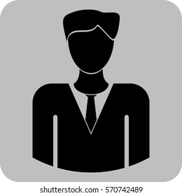 Vector Illustration of Business Man Icon in Black
