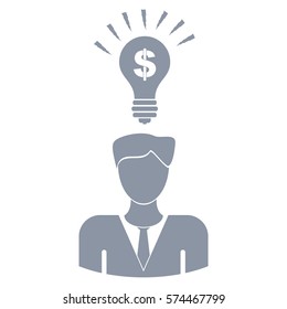 Vector Illustration of Business man with idea Icon in gray