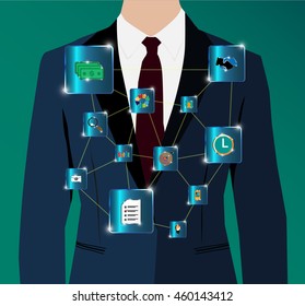 vector illustration of business man with business planning