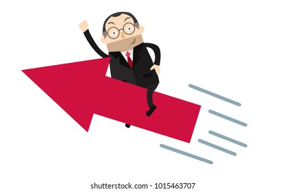 Vector illustration Business man point fly