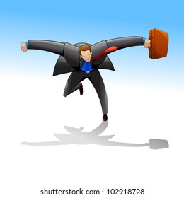 vector illustration of business man running with briefcase
