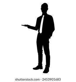 Vector illustration of business man silhouette isolated on white background