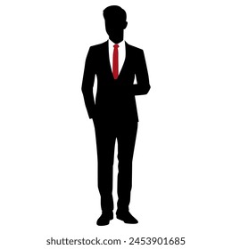 Vector illustration of business man silhouette isolated on white background