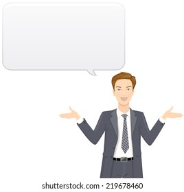 Vector illustration of a business man with speech bubble