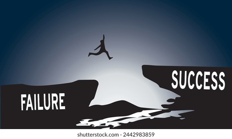 vector illustration of Business man start from failure to success. move up motivation, the path to success - Vector