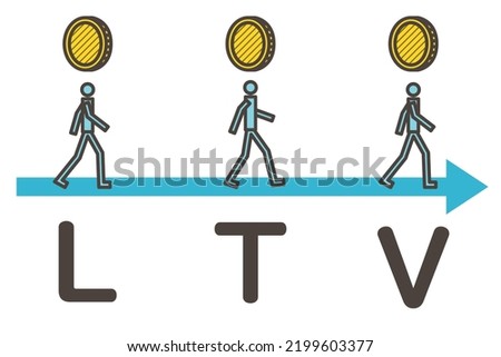 Vector illustration of the business and marketing term LTV (Lifetime Value)