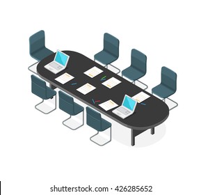 A Vector Illustration Of A Business Meeting Internet Icon.
Isometric Corporate Meeting.
Business Meeting With Table And Chairs.