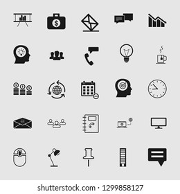 Vector illustration of business, office, computer and phone icons set