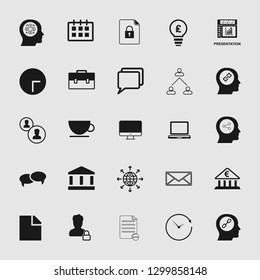 Vector illustration of business, office, computer and phone icons set