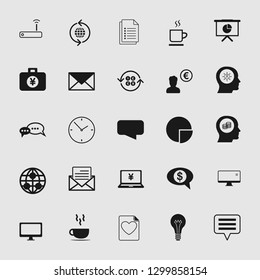 Vector illustration of business, office, computer and phone icons set