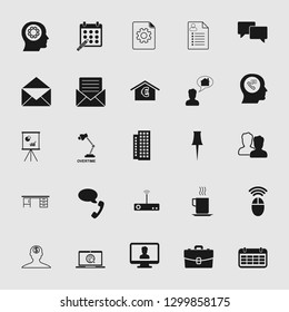 Vector illustration of business, office, computer and phone icons set