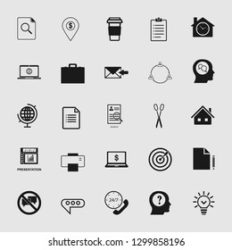 Vector illustration of business, office, computer and phone icons set