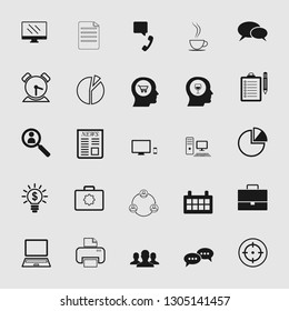 Vector illustration of business, office, computer and phone icons set