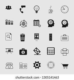 Vector illustration of business, office, computer and phone icons set
