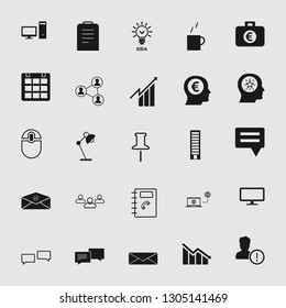 Vector illustration of business, office, computer and phone icons set