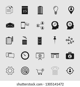Vector illustration of business, office, computer and phone icons set
