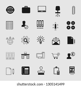 Vector illustration of business, office, computer and phone icons set