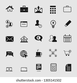 Vector illustration of business, office, computer and phone icons set