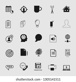 Vector illustration of business, office, computer and phone icons set