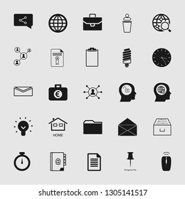 Vector illustration of business, office, computer and phone icons set