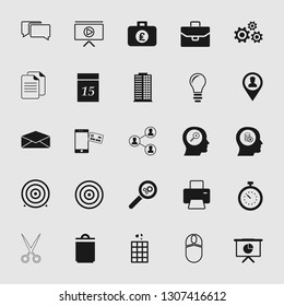 Vector illustration of business, office, computer and phone icons set